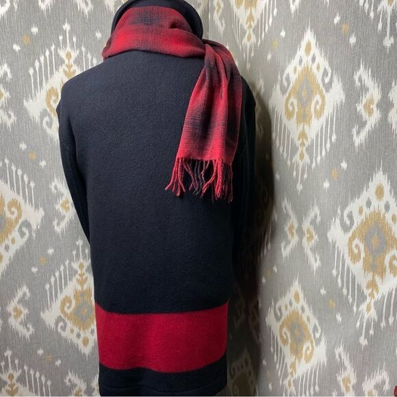 Polo Ralph Lauren Merino Wool Black & Red Double Breasted Top Over Pea Coat - Picture 11 of 16